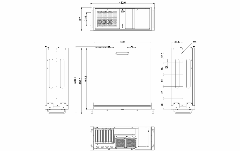 4U Rack mount Industrial PCs Dimension