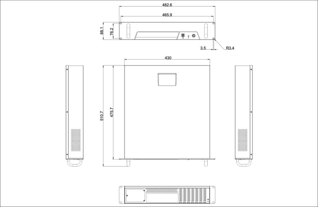 2U Rack mount Industrial Computer Dimension